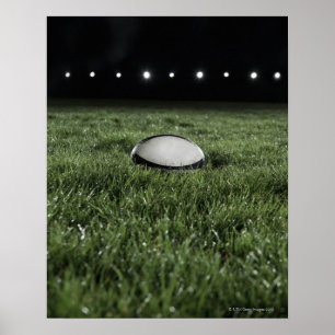 Poster Bola de rugby sentada no campo de grama de um