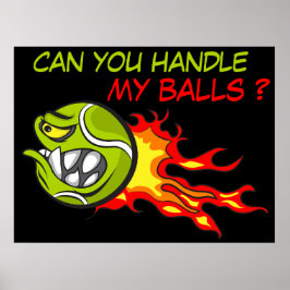 Poster Bola de Tênis Irritada em Chamas com Citação Engra