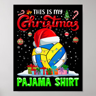 Poster Bola de Voleibol Papai Noel Luzes de Natal Engraça