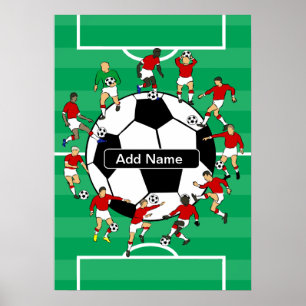 Póster Bola e jogadores personalizados de futebol