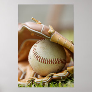 Poster Bola e Luva de Baseball
