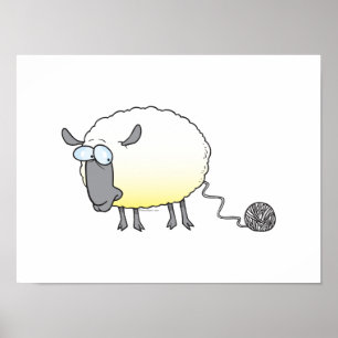 Póster bola engraçada de cartoon de ovelha clonado de fi