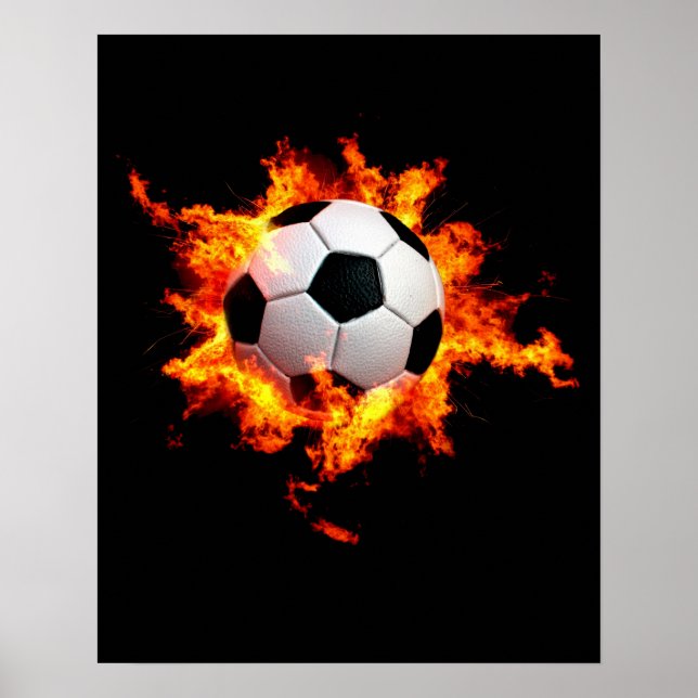 Póster Bola Flaming de Futebol (Frente)