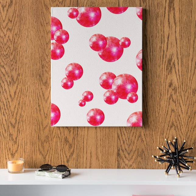 Poster Bolas de Discoteca Ousadas Chic Retro Rosa e Laran (Front)