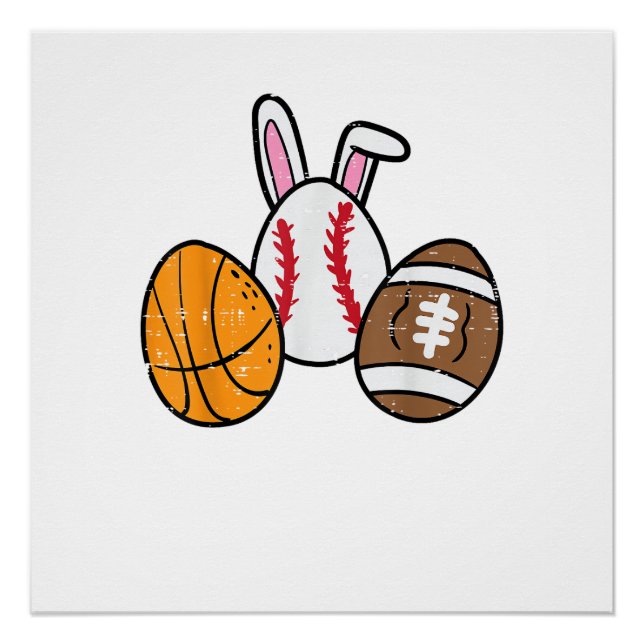 Póster Bolas de Páscoa Basquetebol Beisebol Futebol Menin (Frente)