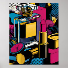 Poster Bold 60s Style Pop Art: Gold Glamour Flat Color