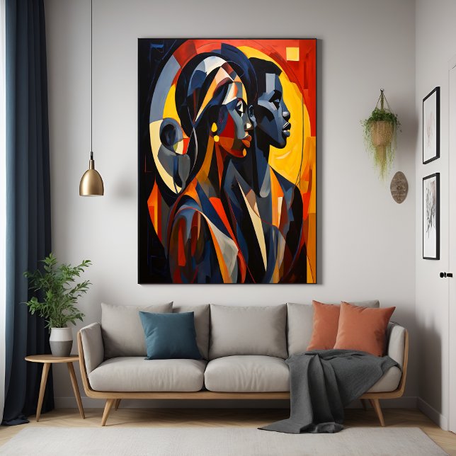 Póster Bold Abstrato Cubist Retrato Arte (Criador carregado)