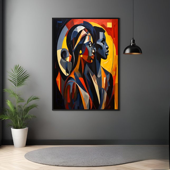 Poster Bold Abstrato Cubist Retrato Arte (Criador carregado)
