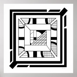 Poster Bold Black White - Arte Geométrica em Linha Abstra