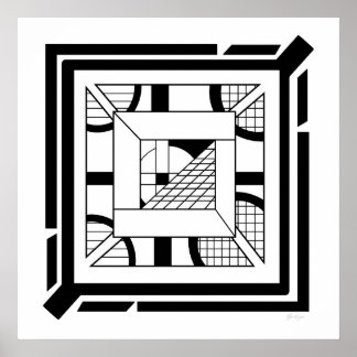 Poster Bold Black White - Arte Geométrica em Linha Abstra