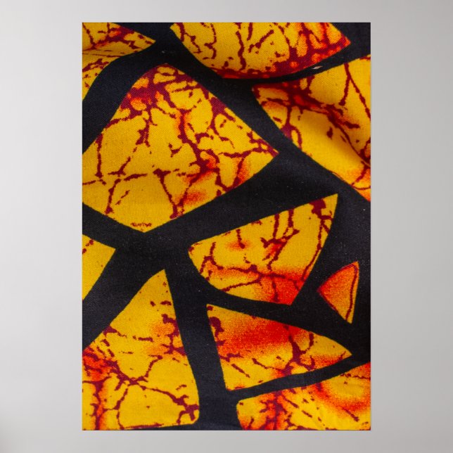 Poster Bold Geometric African Wax Print Fabric - Gold, Re (Frente)