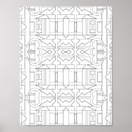 Poster Bold Geometric Deco Tile Pattern Line Art Design