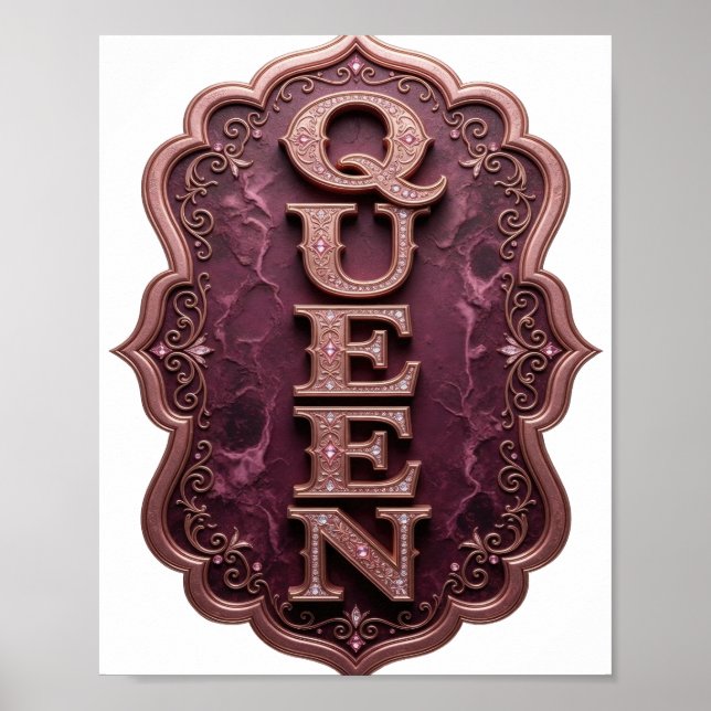Poster Bold Gold QUEEN Design Personalizado (Frente)