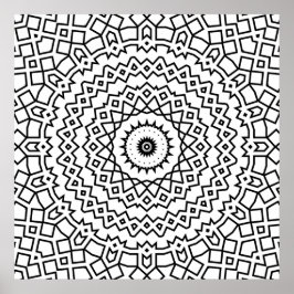 Poster Bold Lattice Star Mandala Pattern Coloring Art