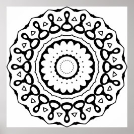 Poster Bold Loop Motif Mandala with Scalloped Edges