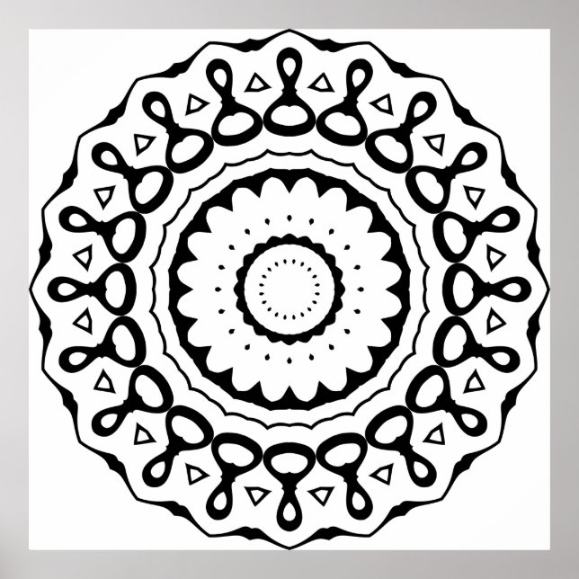 Poster Bold Loop Motif Mandala with Scalloped Edges (Frente)