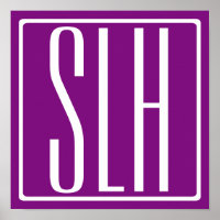 Bold Modern 3 Iniciais Monograma | Branco e Roxo