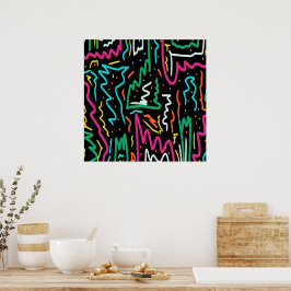 Poster Bold Neon Contrast Party Abstrato