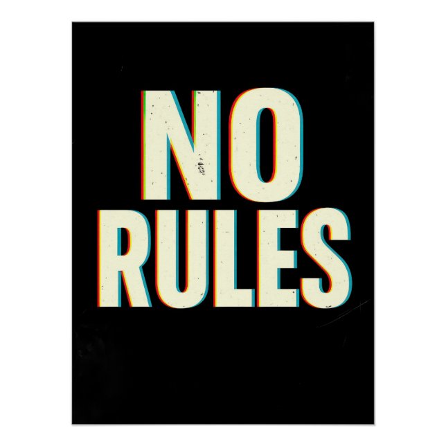 Póster Bold "No Rules" Glitch Effect Typography Art (Frente)