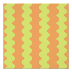Póster Bold Orange Limão Wavy Stripe Moderna Wall Art