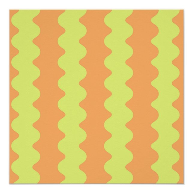 Póster Bold Orange Limão Wavy Stripe Moderna Wall Art (Frente)