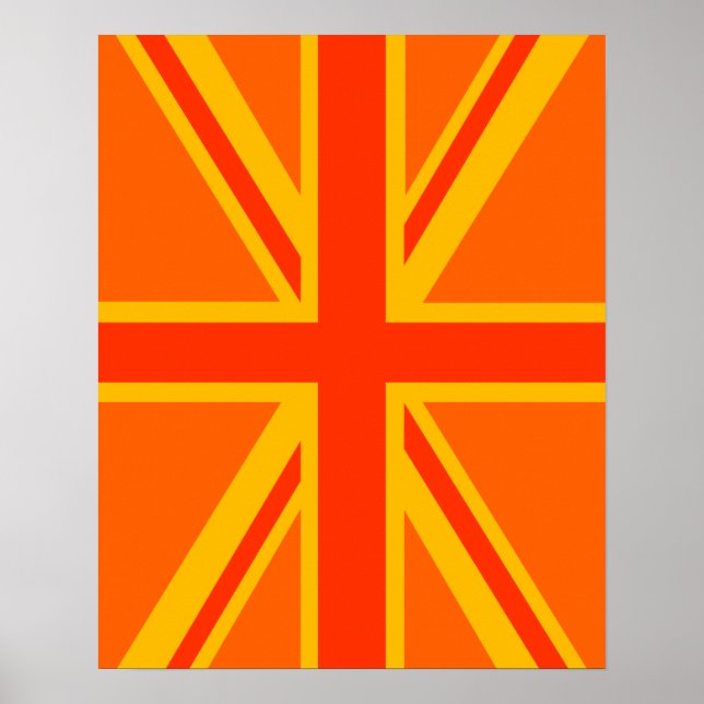 Póster Bold Orange Union Jack British Flag Swag (Frente)