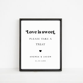 Poster Bold Retro Script Love is Sweet Favor Wedding Sign