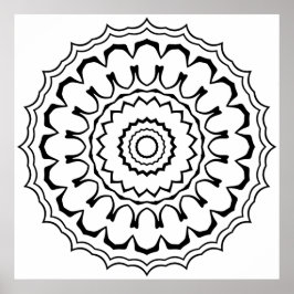 Poster Bold Scalloped Ring Mandala with Layered Waves