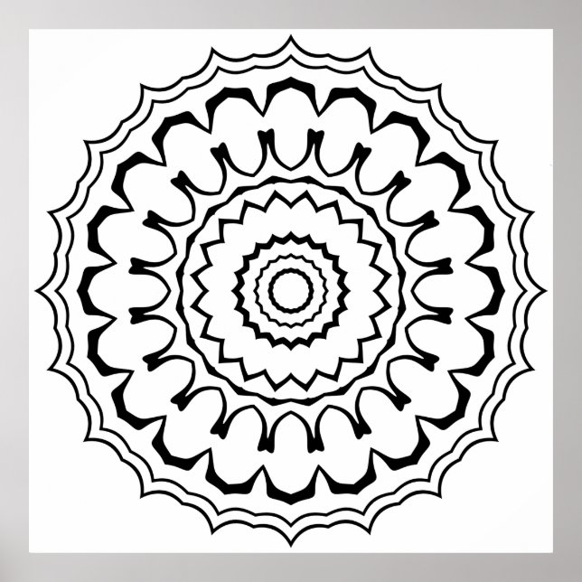 Poster Bold Scalloped Ring Mandala with Layered Waves (Frente)