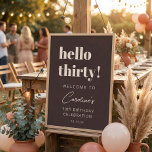 Poster Bold Typography Brown Modern 30th Birthday Welcome<br><div class="desc">This personalized birthday welcome sign features bold, modern typography in a rich brown tone with ivory cream lettering for a stylish milestone celebration. Customize the name, age, and date to match your event details. Available as a printed poster or a digital download, making it easy to display at an entry...</div>