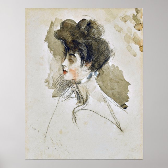 Poster Boldini - Cabeça de uma Mulher Olhando para a Esqu (Frente)