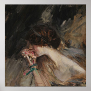Poster Boldini - Jovem Mulher Com Uma Flor