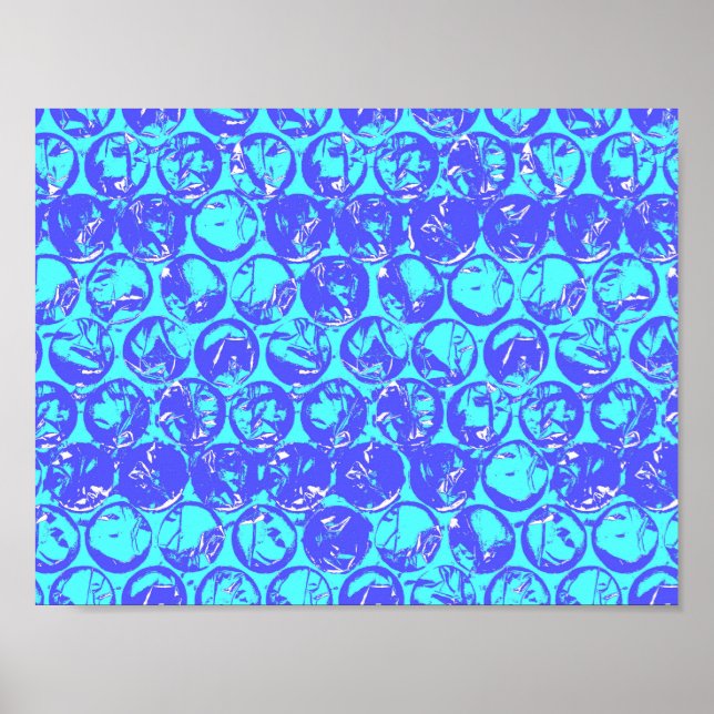 Póster Bolha azul de arte pop embrulhada (Frente)