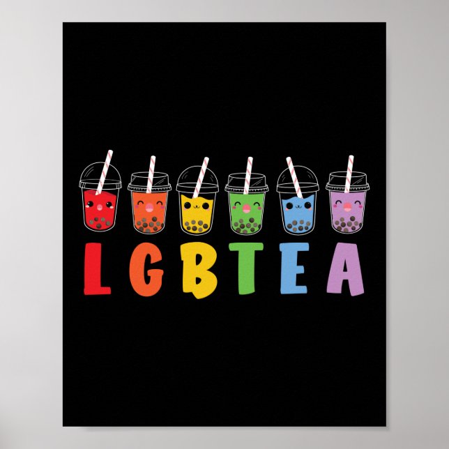 Poster Bolha Boba Tea LGBTea Orgulho LGBT Rainbow (Frente)
