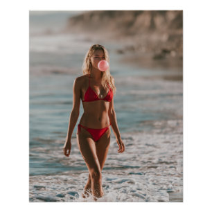 Póster Bolha de Goma Praia Garota Costa Verão Arte de Par