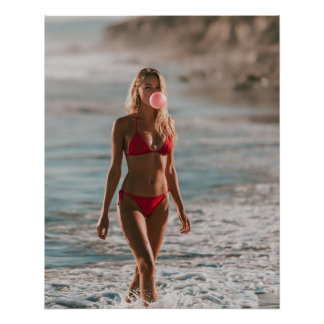 Póster Bolha de Goma Praia Garota Costa Verão Arte de Par