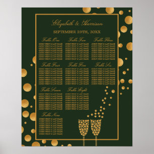 Poster Bolhas de Champanhe Douradas, Gráfico de Assentos 