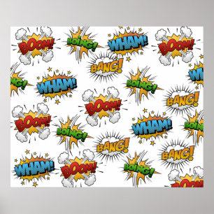 Poster Bolhas de Discurso de Omatopeia Boom Wham Bang B