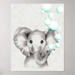 Poster Bolhas de elefante 11x14 a soprar do tronco