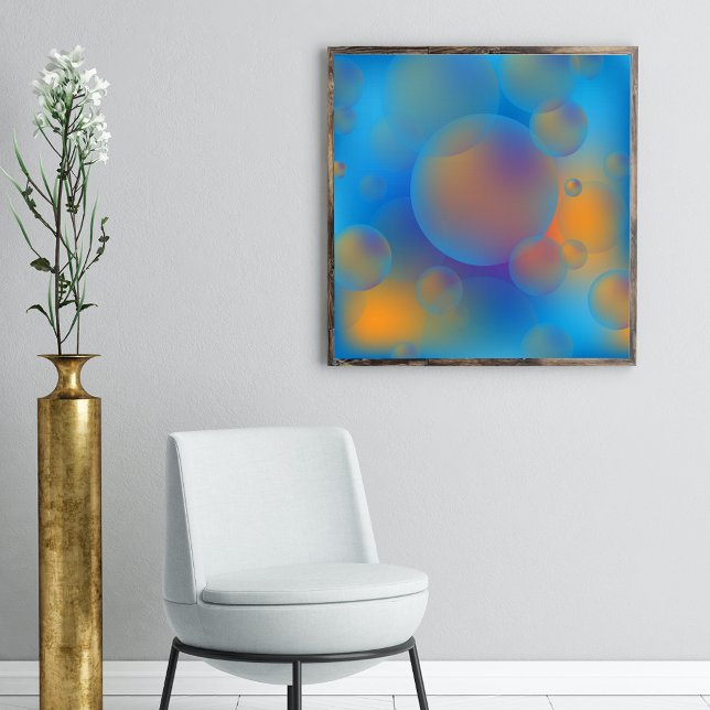 Poster Bolhas de Gradação Laranja Azul-abstrato Holográfi (Criador carregado)
