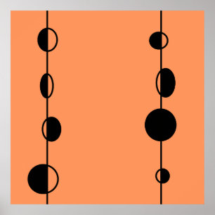 Poster Bolhas e linhas pretas sobre fundo "Pessegueira"