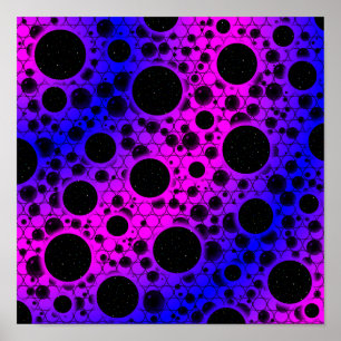 Poster Bolhas Espaciais com Pontos - Rosa/Azul