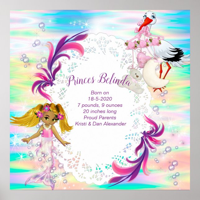 Poster Bolhas Mágicas de Arco-Íris e Sereias Bebidas (Frente)