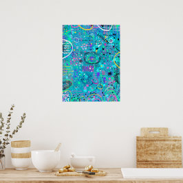 Poster Bolhas Oceânicas: Arte Maximalista