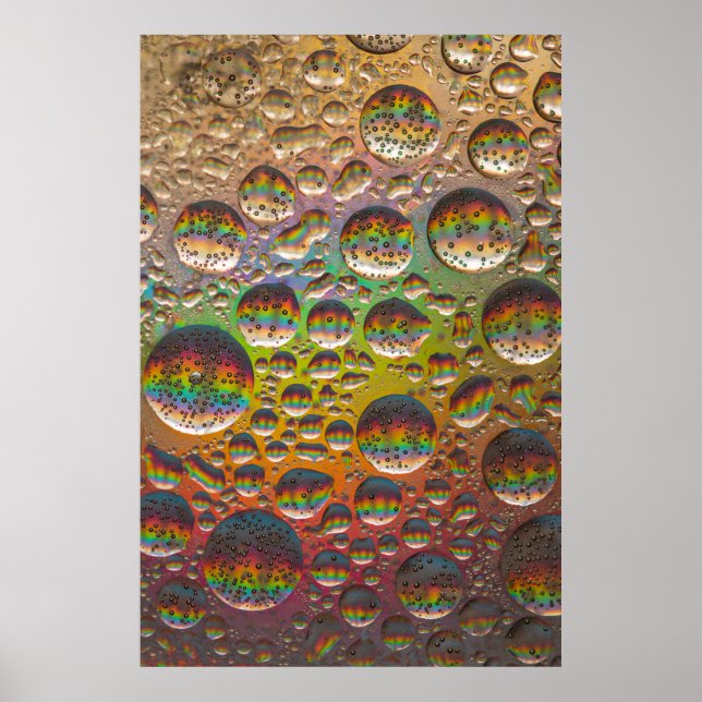 Poster Bolhas verdes e amarelas azuis (Frente)