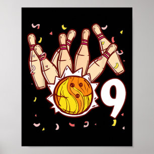 Poster Boliche Aniversário de 9 anos Tema de Boliche 9 An