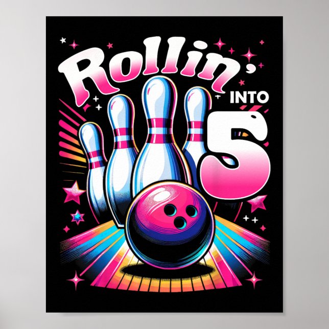 Poster Boliche Aniversário Rollin Em 5 Festas 5 (Frente)