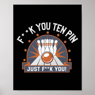 Poster Boliche, Camisa De 10 Pinos Engraçado Piada Humor 