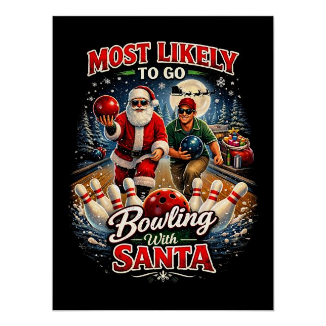 Póster Boliche com o Papai Noel (Frente)