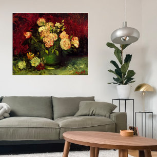 Póster Boliche com Peonies e Rosas de Vincent van Gogh